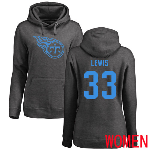 Tennessee Titans Ash Women Dion Lewis One Color NFL Football #33 Pullover Hoodie Sweatshirts->nfl t-shirts->Sports Accessory